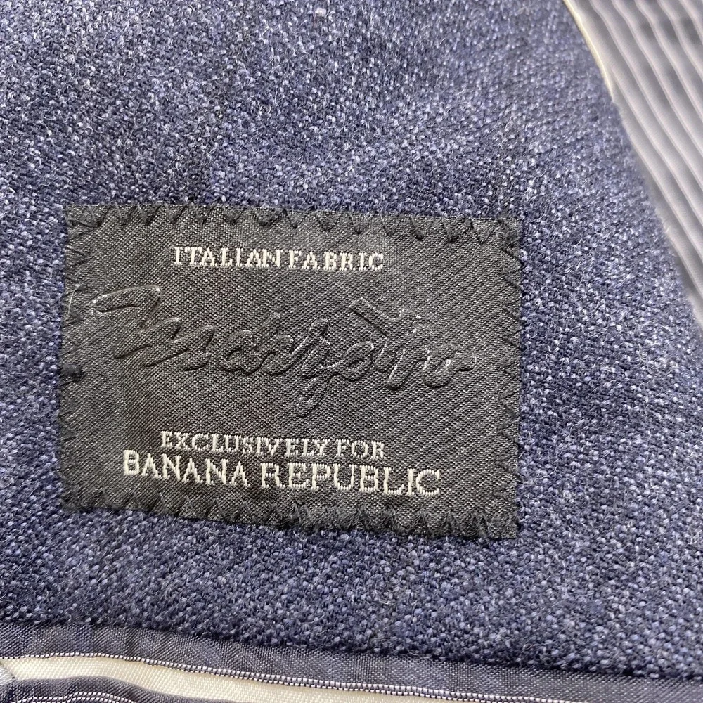 Banana Republic‎ Suit Jacket Mens 46R Blue Tweed Wool Polyester Two Button